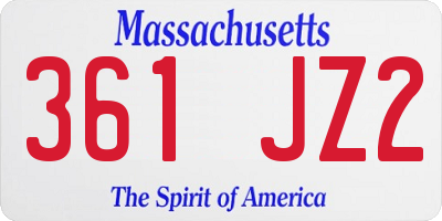 MA license plate 361JZ2