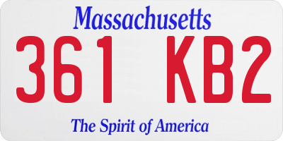 MA license plate 361KB2