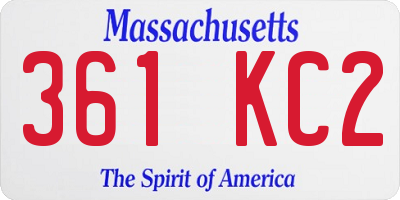MA license plate 361KC2
