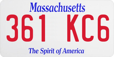 MA license plate 361KC6