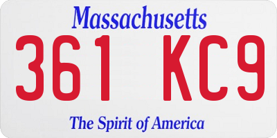 MA license plate 361KC9