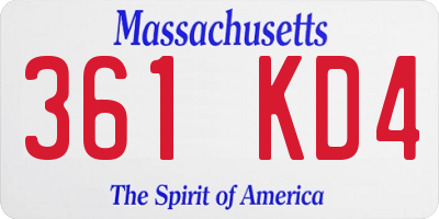 MA license plate 361KD4