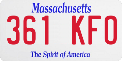 MA license plate 361KF0