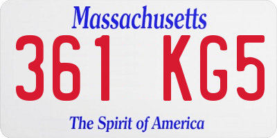 MA license plate 361KG5