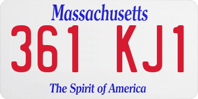 MA license plate 361KJ1