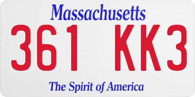 MA license plate 361KK3