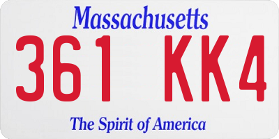 MA license plate 361KK4