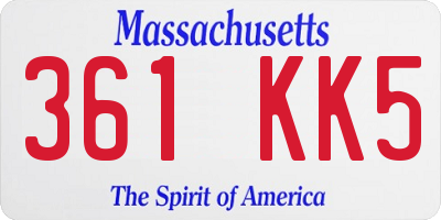 MA license plate 361KK5