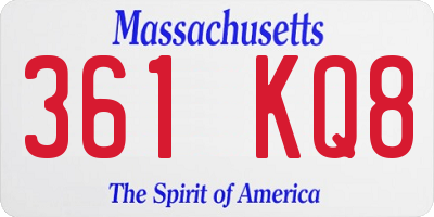 MA license plate 361KQ8