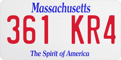 MA license plate 361KR4