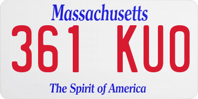MA license plate 361KU0