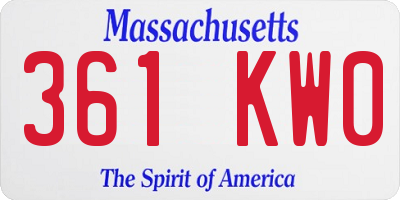 MA license plate 361KW0