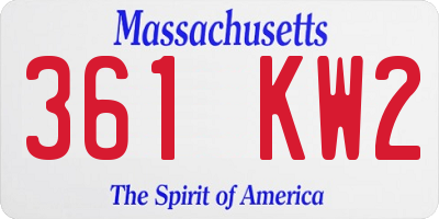 MA license plate 361KW2