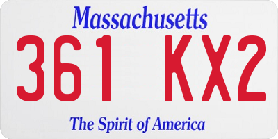 MA license plate 361KX2