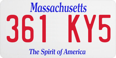 MA license plate 361KY5