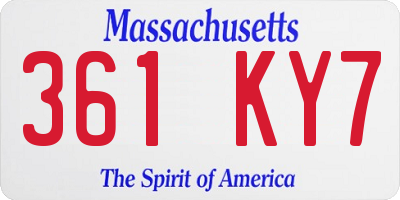 MA license plate 361KY7