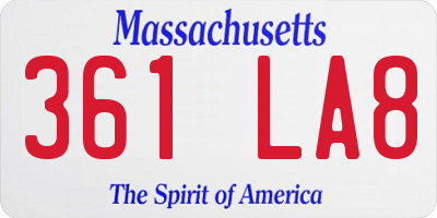 MA license plate 361LA8