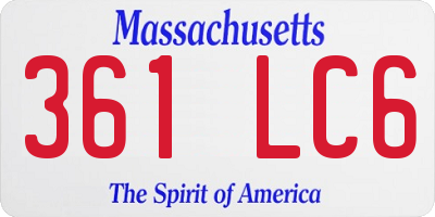 MA license plate 361LC6