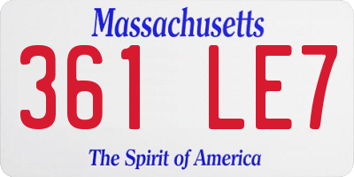 MA license plate 361LE7