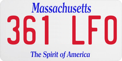 MA license plate 361LF0