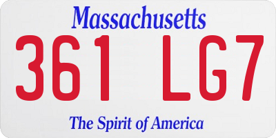 MA license plate 361LG7