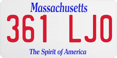 MA license plate 361LJ0