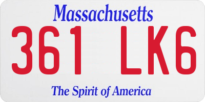 MA license plate 361LK6