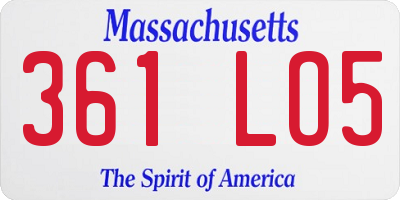 MA license plate 361LO5