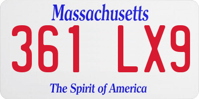 MA license plate 361LX9