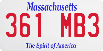 MA license plate 361MB3