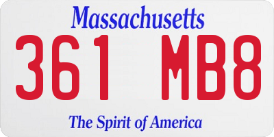 MA license plate 361MB8