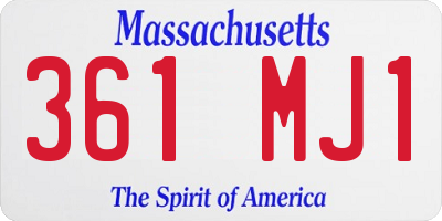 MA license plate 361MJ1