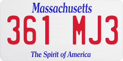 MA license plate 361MJ3