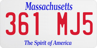 MA license plate 361MJ5