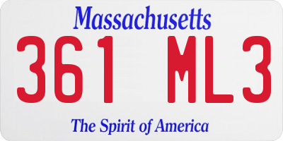 MA license plate 361ML3