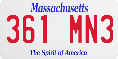 MA license plate 361MN3