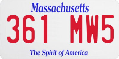 MA license plate 361MW5
