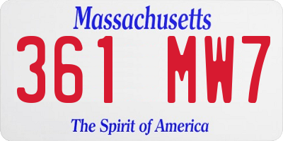 MA license plate 361MW7