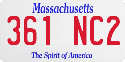 MA license plate 361NC2