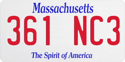 MA license plate 361NC3