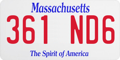 MA license plate 361ND6