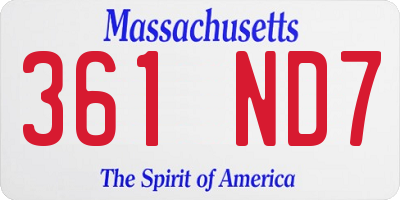 MA license plate 361ND7