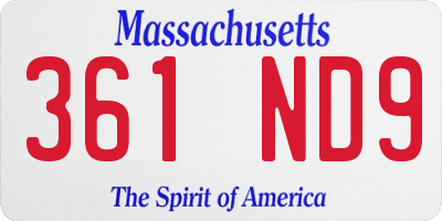 MA license plate 361ND9