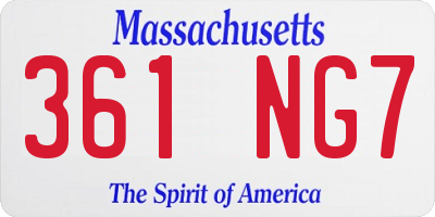 MA license plate 361NG7