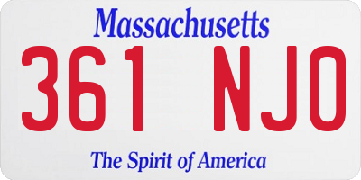 MA license plate 361NJ0