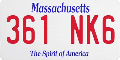 MA license plate 361NK6