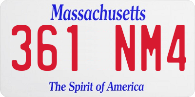 MA license plate 361NM4