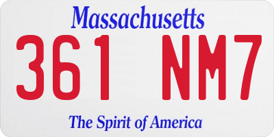 MA license plate 361NM7