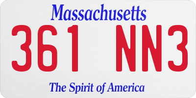 MA license plate 361NN3