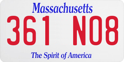 MA license plate 361NO8